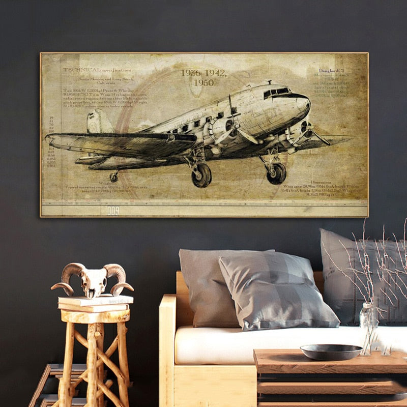 Retro Vintage Airplane Canvas