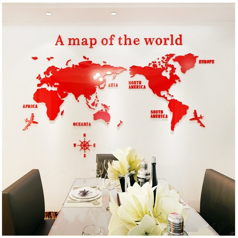 Aviation Crystal 3D World Map Wall Sticker