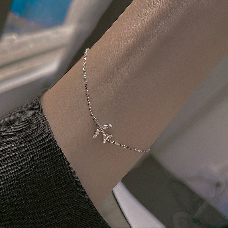 Luxurious S925 Silver Airplane Elegant Bracelet