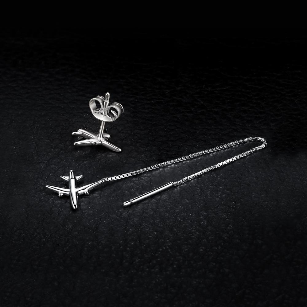 Luxurious Pure S925 Silver Airplane Drop and Stud Earrings