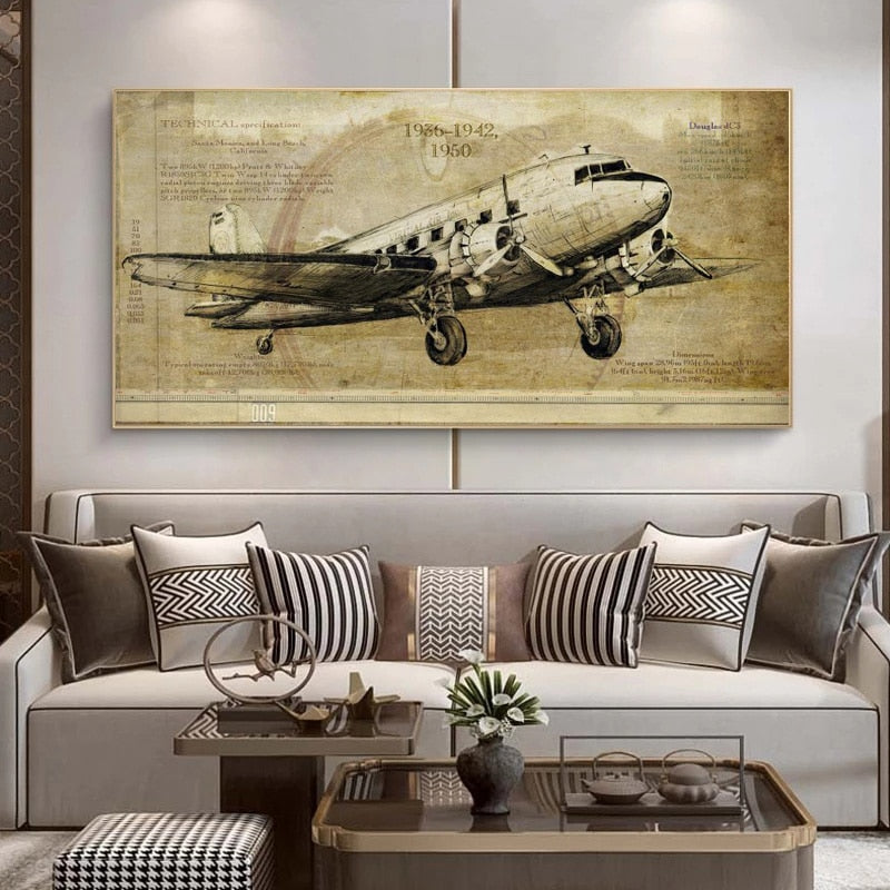 Retro Vintage Airplane Canvas