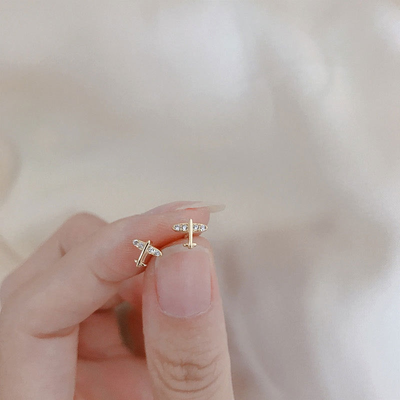 Gold Small Elegant Stud Earrings