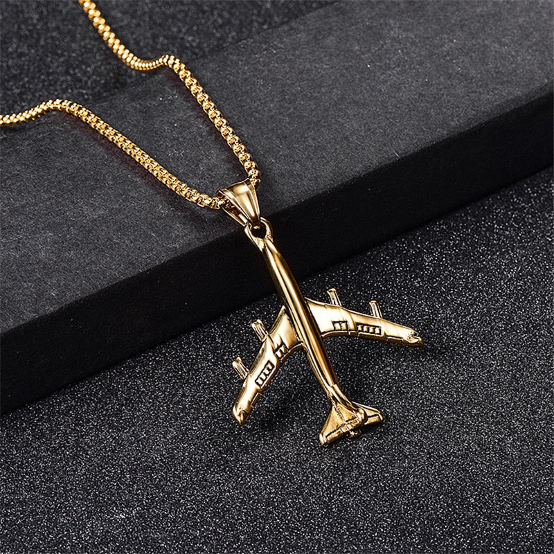 Amazing Detailed Stainless Steel Airplane Necklace