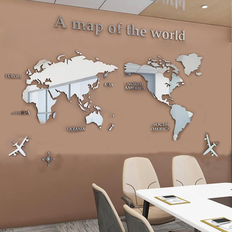 Aviation Crystal 3D World Map Wall Sticker