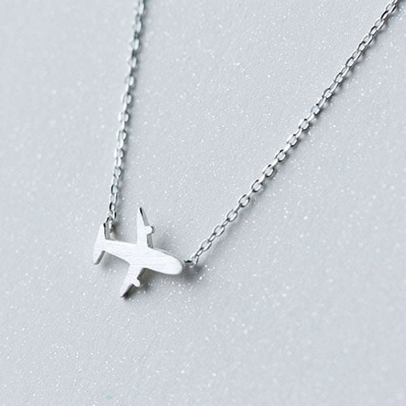 Luxurious Pure 925 Sterling Silver Airplane Simple Necklace