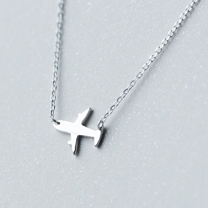 Luxurious Pure 925 Sterling Silver Airplane Simple Necklace