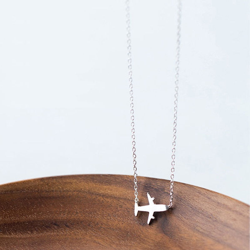 Luxurious Pure 925 Sterling Silver Airplane Simple Necklace