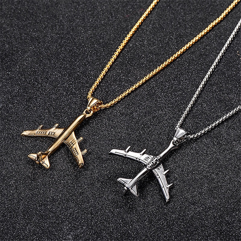 Amazing Detailed Stainless Steel Airplane Necklace