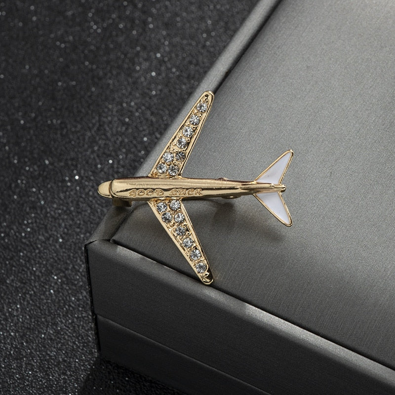 Unique Crystal Airplane Brooch