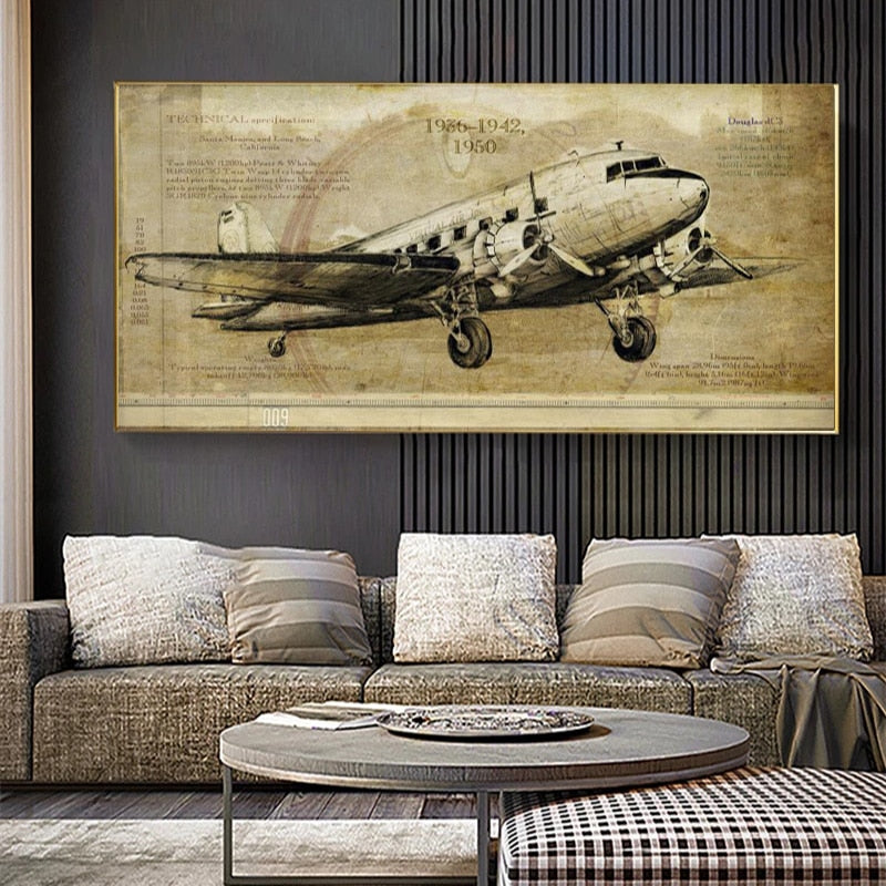 Retro Vintage Airplane Canvas