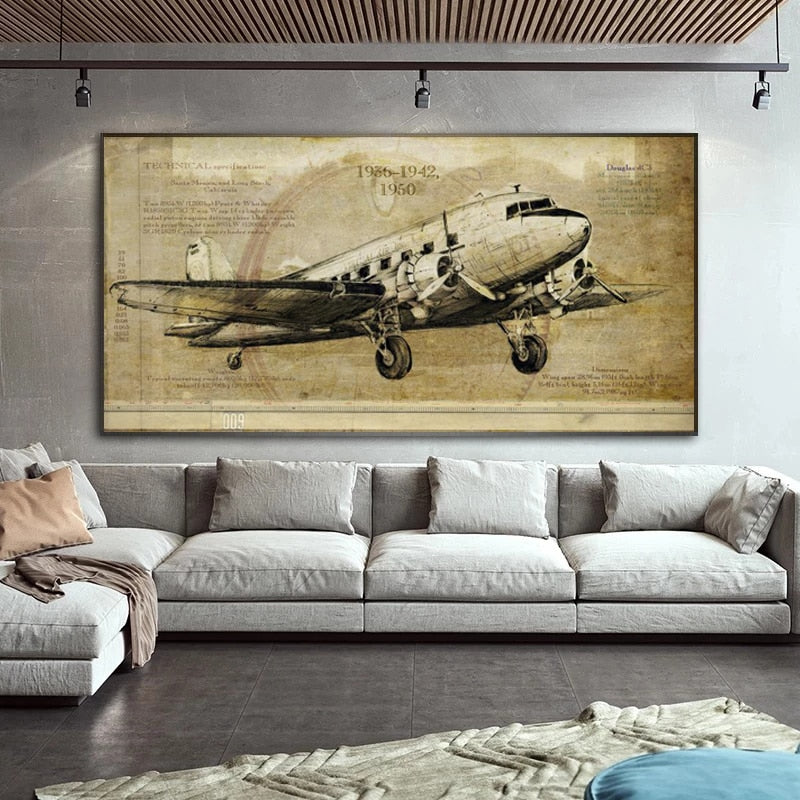 Retro Vintage Airplane Canvas