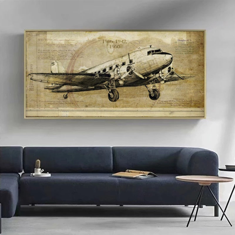 Retro Vintage Airplane Canvas