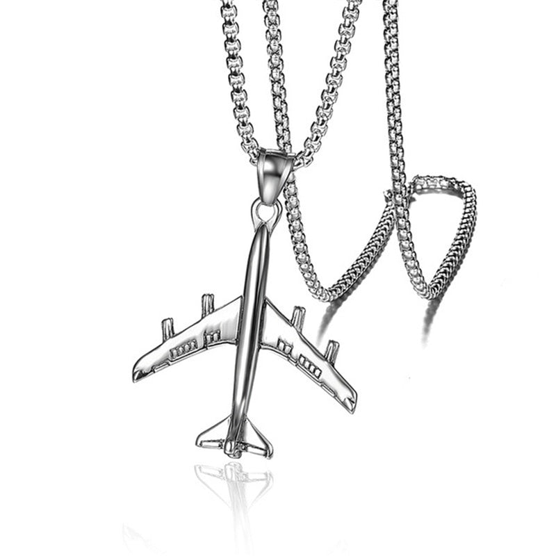 Amazing Detailed Stainless Steel Airplane Necklace