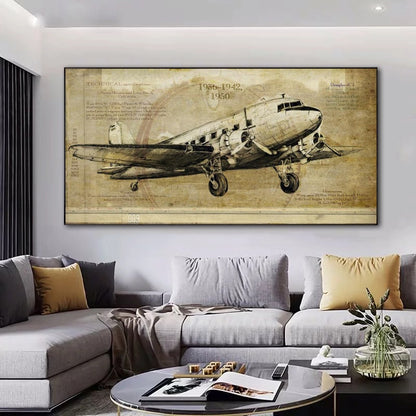 Retro Vintage Airplane Canvas