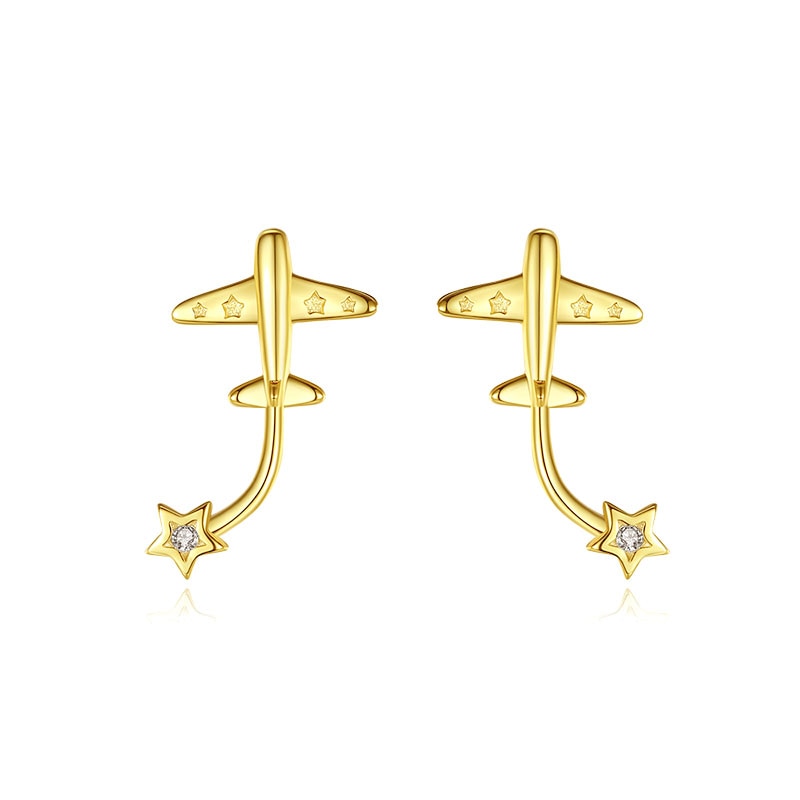 Luxurious 925 Sterling Silver Airplane Themed Earring