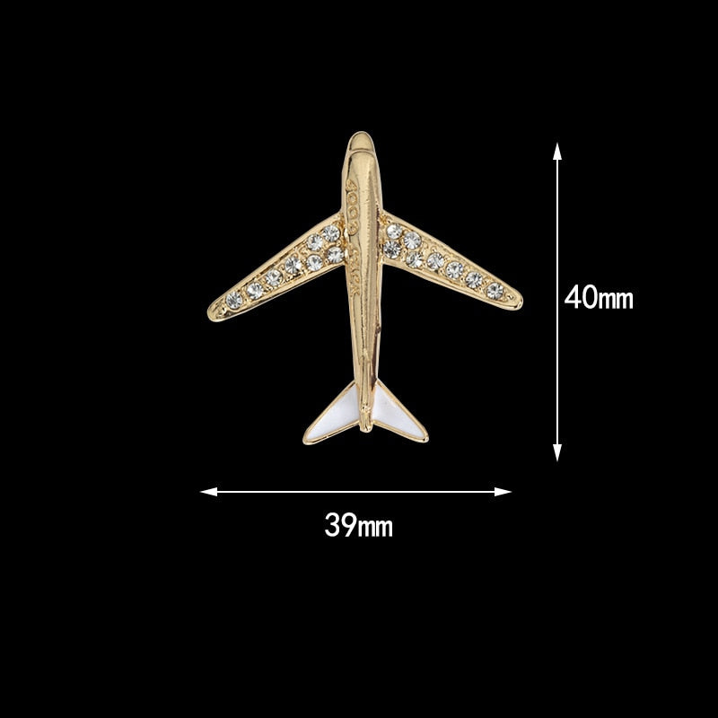 Unique Crystal Airplane Brooch