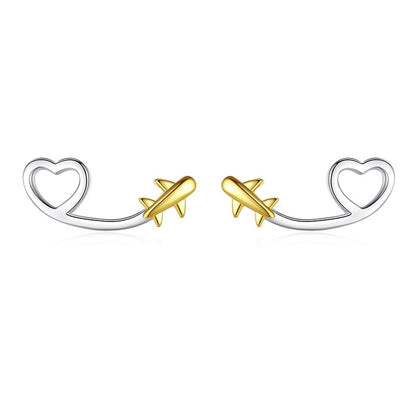 Luxurious 925 Sterling Silver Airplane Themed Earring