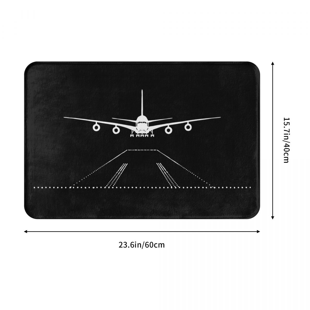 Landing Airplane Black and White Anti-Slip Doormat Rug