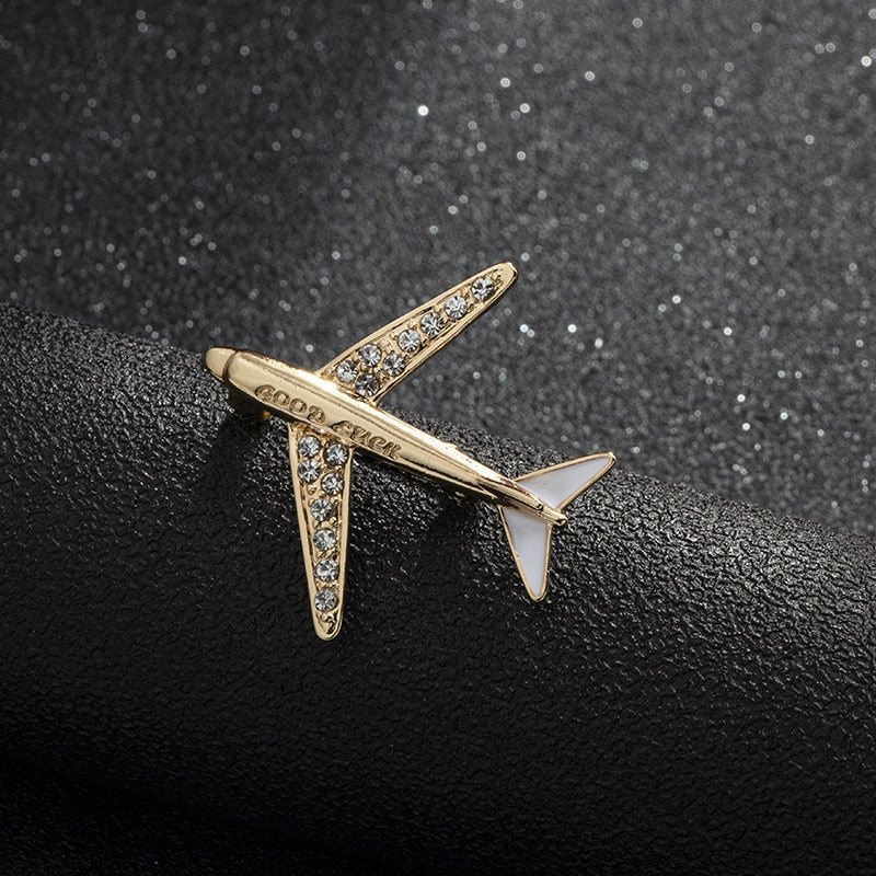 Unique Crystal Airplane Brooch