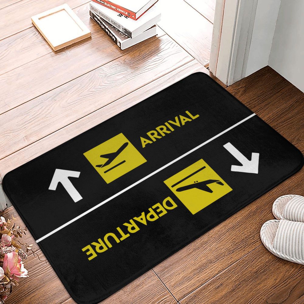 Arrivals and Departures Non-Slip Doormat Rug