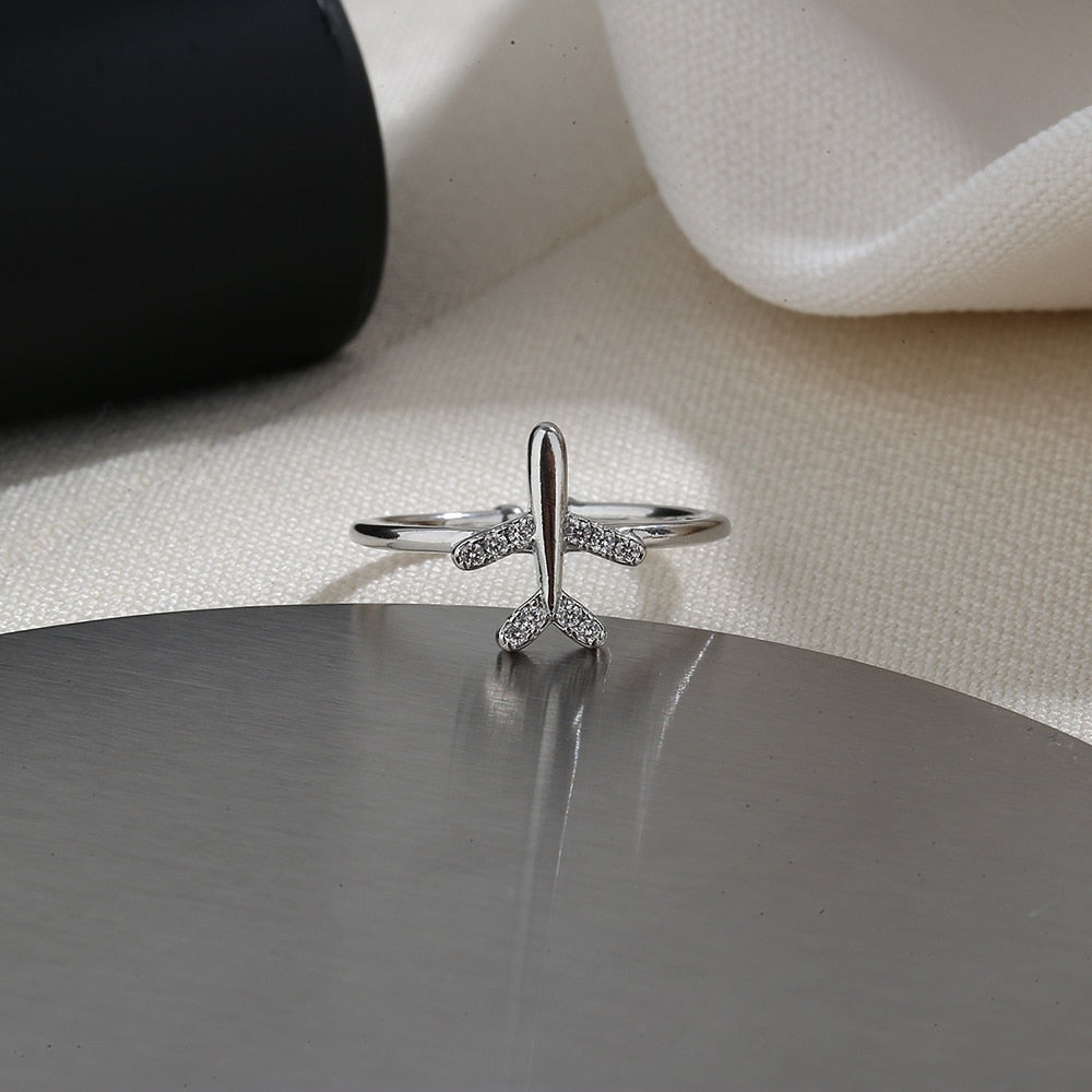 Amazing S925 Silver Airplane Adjustable Ring